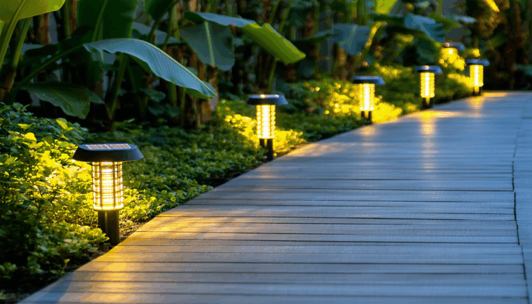 Installer un éclairage extérieur basse consommation avec des balises solaires hybrides